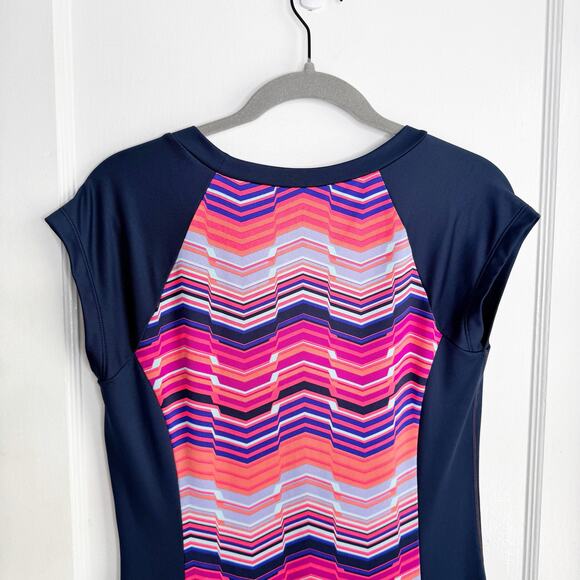 Title Nine Gidget 2.0 Active Colorful Sheath Dress Blur Pink Cap Sleeve Small S - Picture 8 of 9